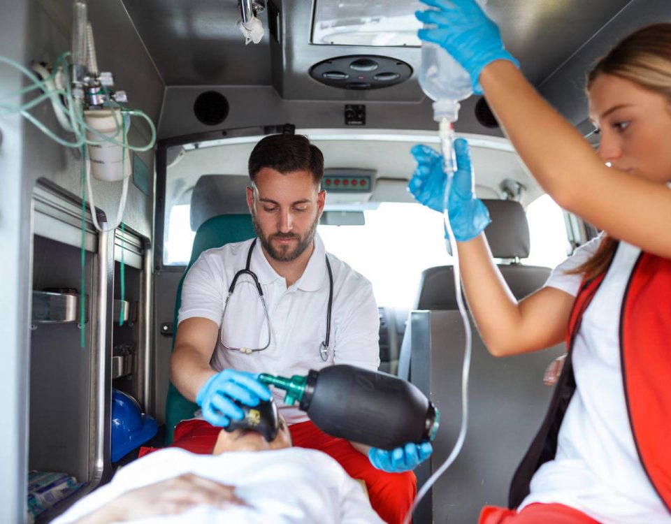 widok z wnetrza karetki